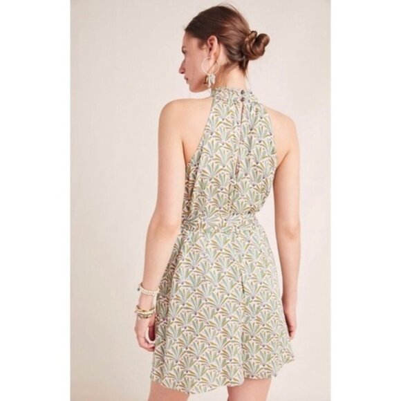 Anthropologie Maddie Halter Romper Green Fern Palm Print - Picture 4 of 10